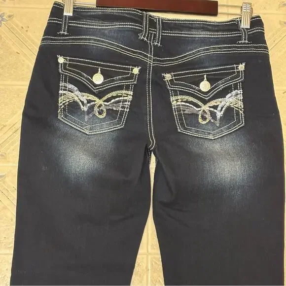 Wallflower Dark Indigo Flare Jeans Size 9 - Picture 8 of 9